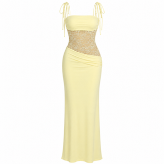 Harriet Collins | Lace Panel Tie-Shoulder Maxi Dress For Women
