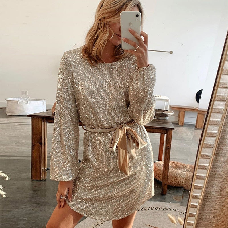 Zoe Stanhope | Sequin Long Sleeve Mini Dress For Women