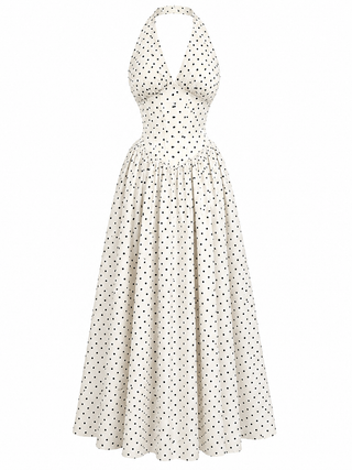 Holly Wright | Polka Dot Halter Maxi Dress For Women