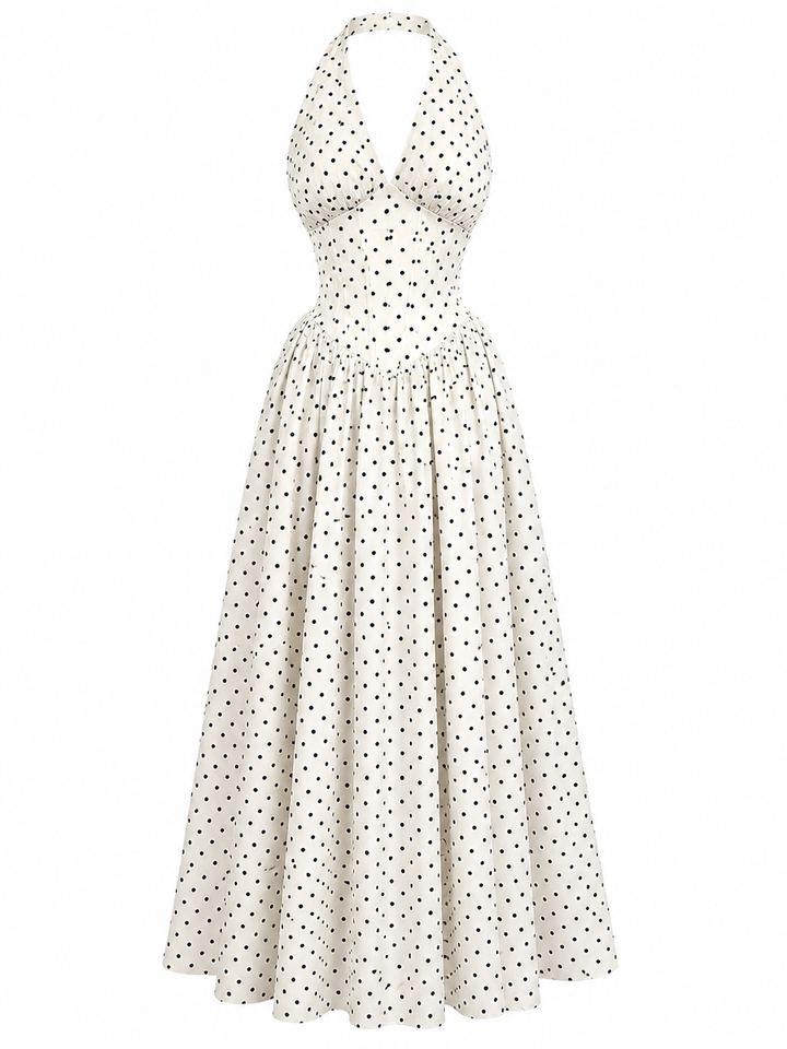 Holly Wright | Polka Dot Halter Maxi Dress For Women