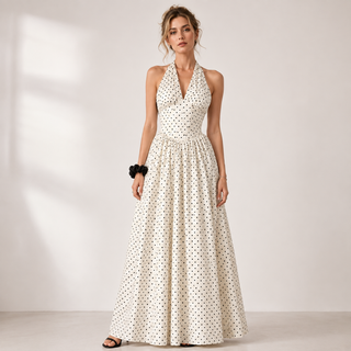 Holly Wright | Polka Dot Halter Maxi Dress For Women