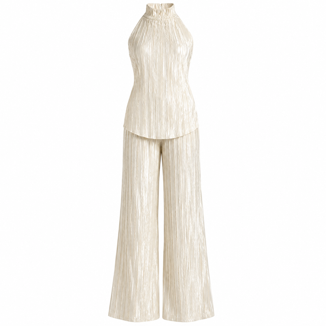Imogen Rafferty | Pleated Halter Two-Piece Set For Women