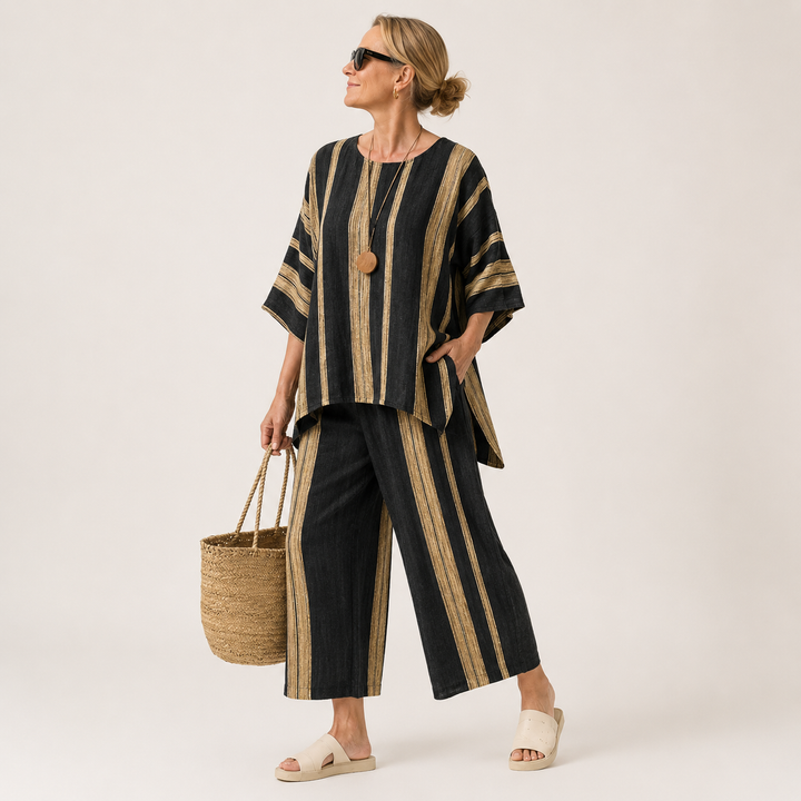 Imogen Walsh | Striped Linen-Blend Two-Piece Set For Women
