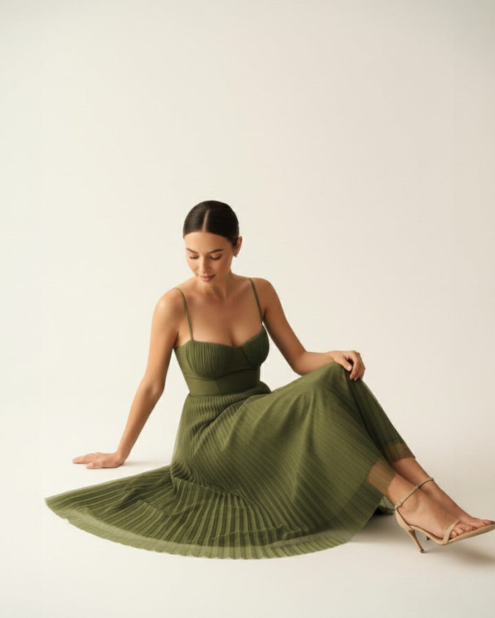 Isabella Moretti | Pleated Midi Dress For Women