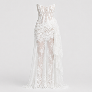Isla Alderton | Lace Corset Strapless Wedding Dress Set For Women