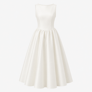 Isla Campbell | Minimalist White Midi Dress For Women