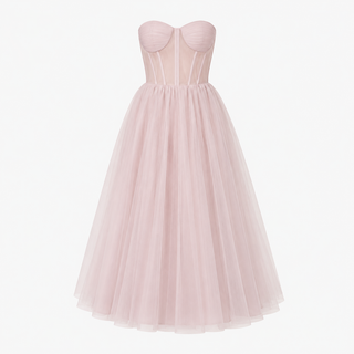 Isla Kelly | Strapless Tulle Midi Dress For Women