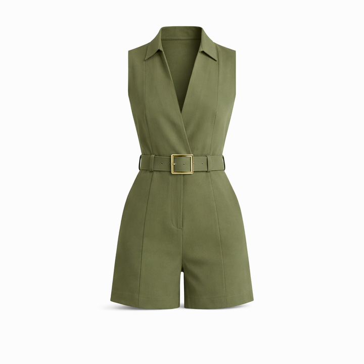 Sophia Kingston | Belted Sleeveless Playsuit For Women