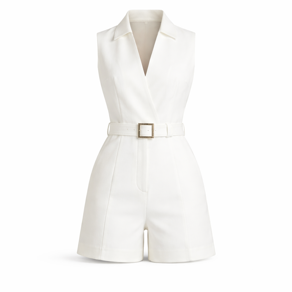 Sophia Kingston | Belted Sleeveless Playsuit For Women