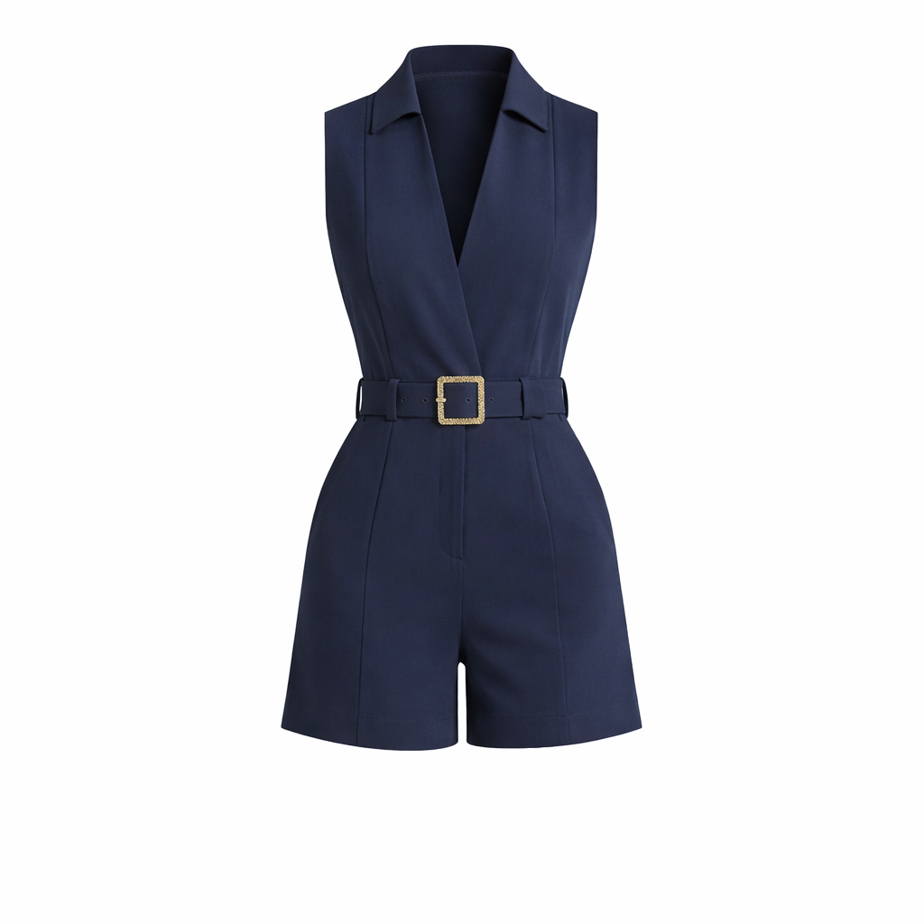 Sophia Kingston | Belted Sleeveless Playsuit For Women