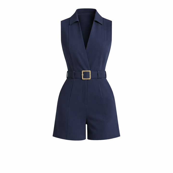 Sophia Kingston | Belted Sleeveless Playsuit For Women