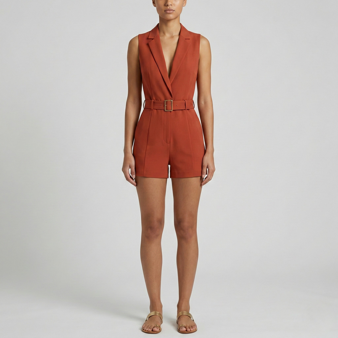 Sophia Kingston | Belted Sleeveless Playsuit For Women