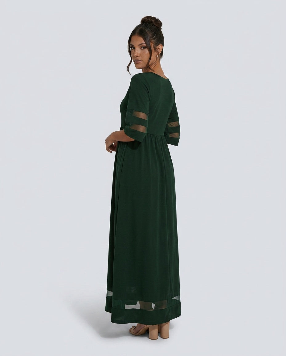 Zoe Pemberton | Black Mesh Stripe Midi Dress For Women