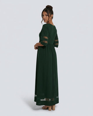 Zoe Pemberton | Black Mesh Stripe Midi Dress For Women