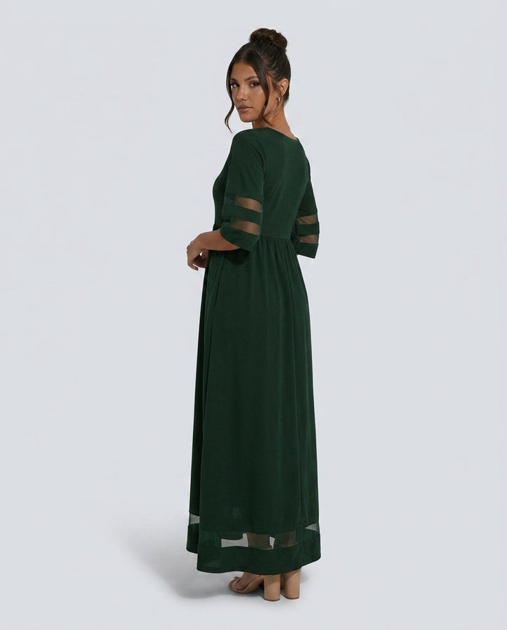 Zoe Pemberton | Black Mesh Stripe Midi Dress For Women