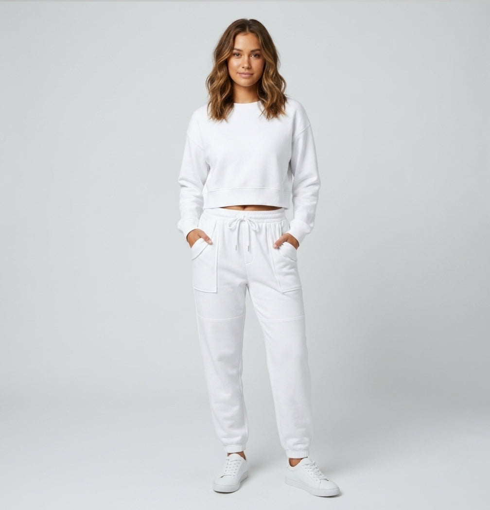 Jade Collins | Crop Sweatshirt & Cargo Jogger Set For Women