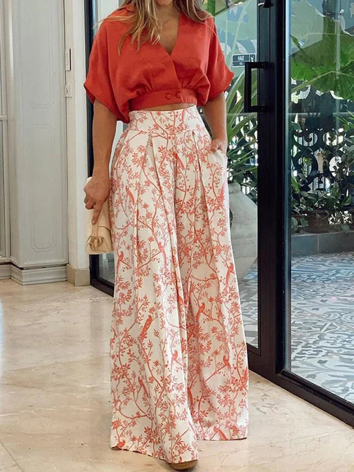 Camille Laurent | Floral Wide-Leg Set For Women