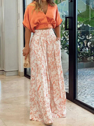 Camille Laurent | Floral Wide-Leg Set For Women