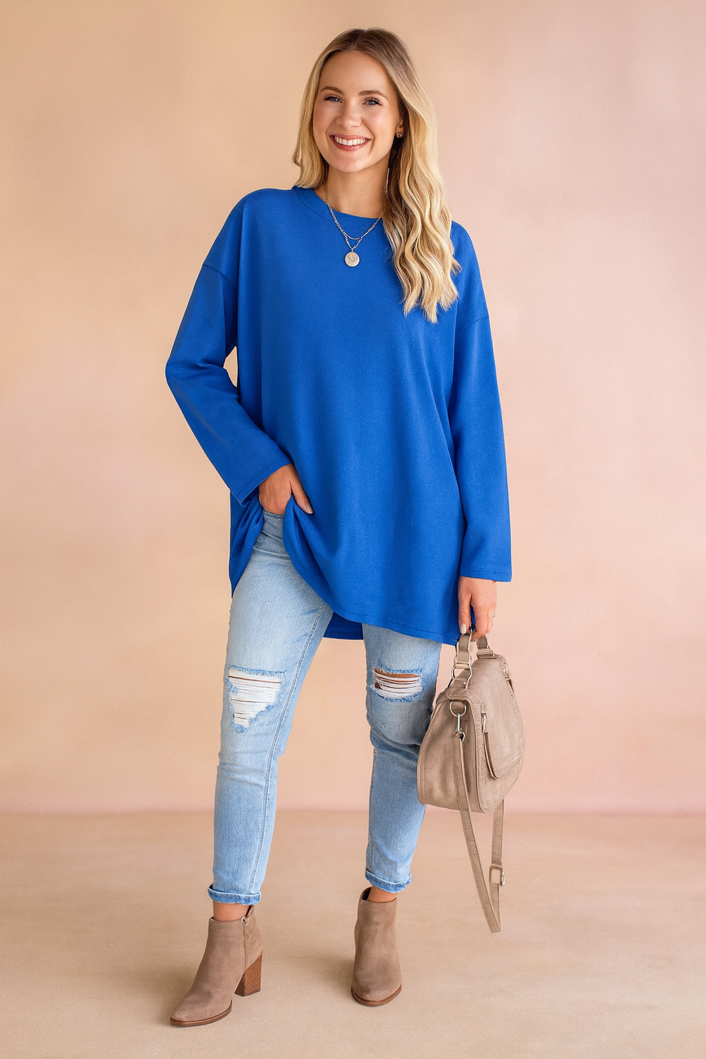 Sophie Laurent | Relaxed Long Sleeve Tunic Top For Women