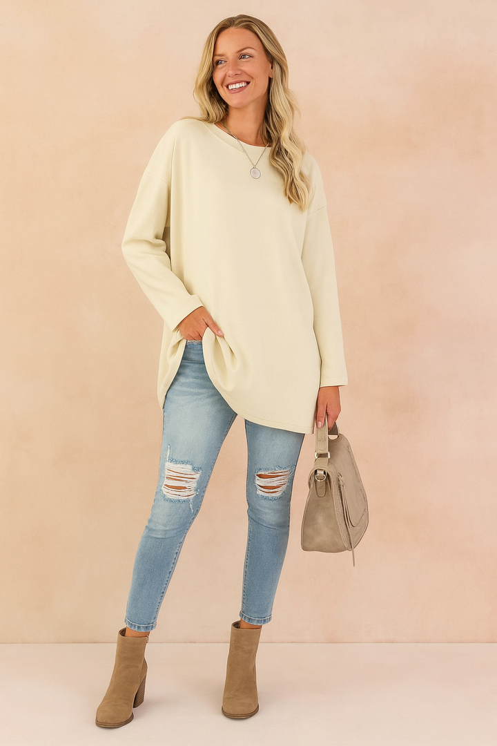 Sophie Laurent | Relaxed Long Sleeve Tunic Top For Women