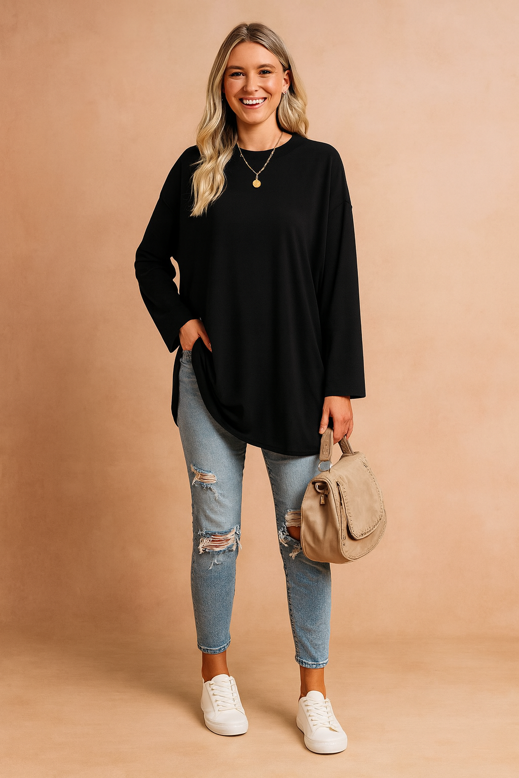 Sophie Laurent | Relaxed Long Sleeve Tunic Top For Women