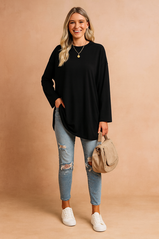 Sophie Laurent | Relaxed Long Sleeve Tunic Top For Women