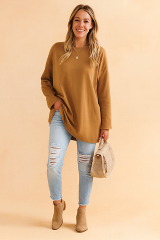 Sophie Laurent | Relaxed Long Sleeve Tunic Top For Women