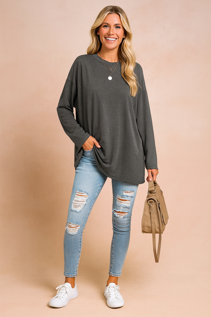 Sophie Laurent | Relaxed Long Sleeve Tunic Top For Women