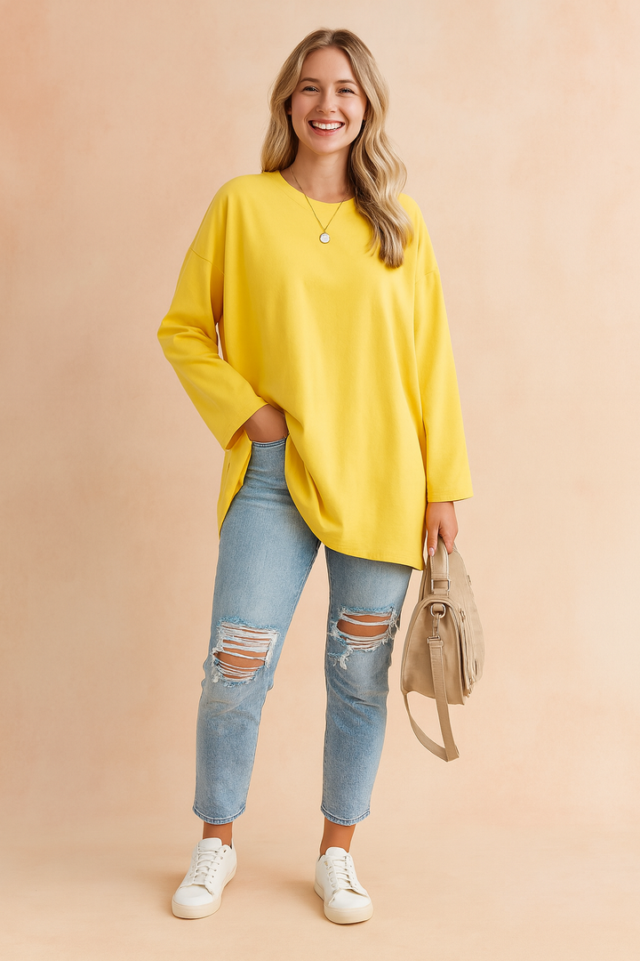 Sophie Laurent | Relaxed Long Sleeve Tunic Top For Women