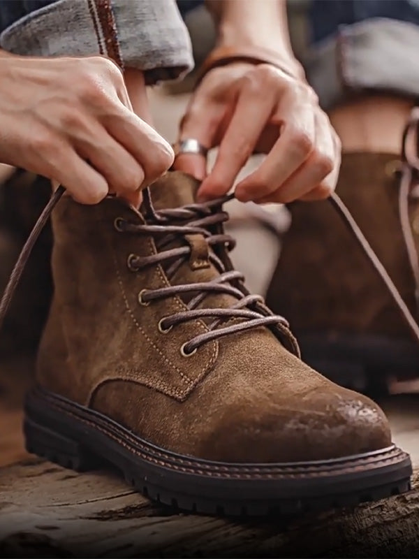 Christian Moretti | Vintage Rugged Lace-Up Boots For Men