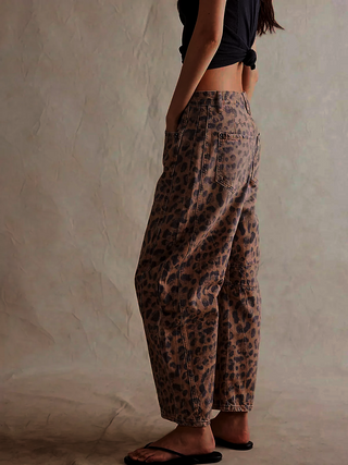 Leilani Monroe | Leopard Print Barrel Jeans For Women