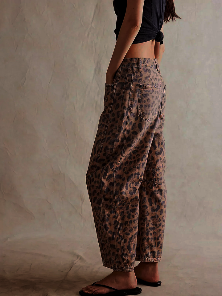 Leilani Monroe | Leopard Print Barrel Jeans For Women