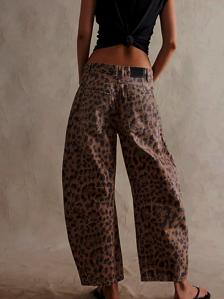 Leilani Monroe | Leopard Print Barrel Jeans For Women