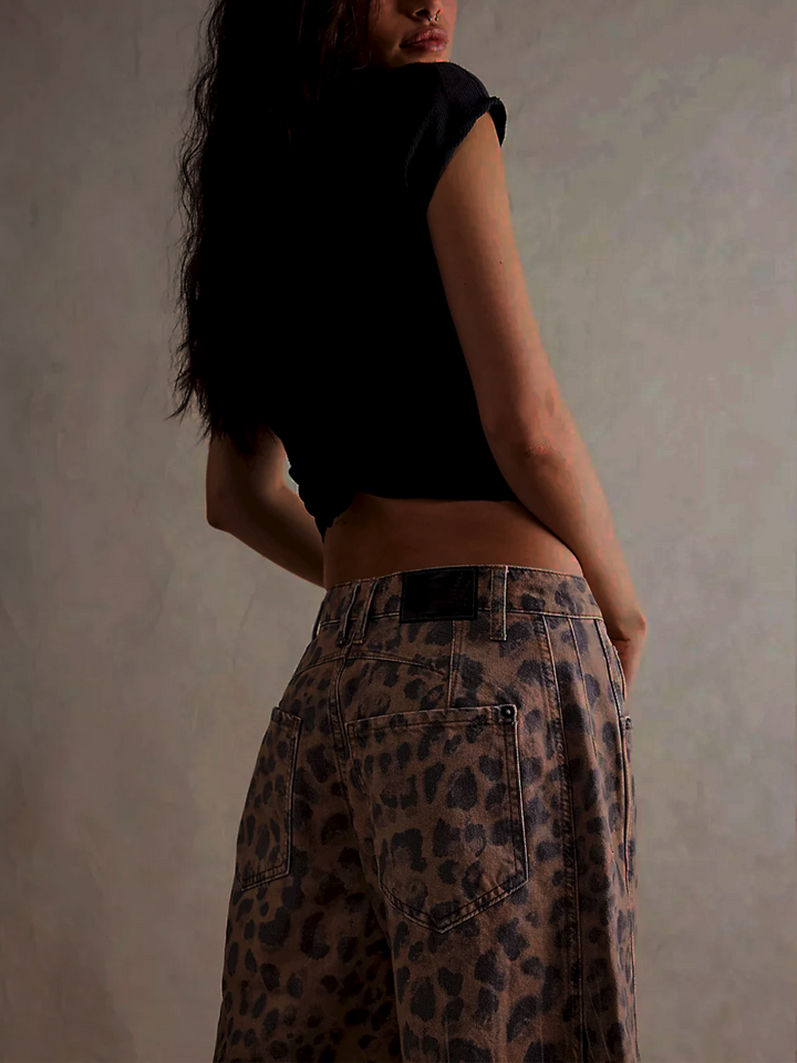 Leilani Monroe | Leopard Print Barrel Jeans For Women