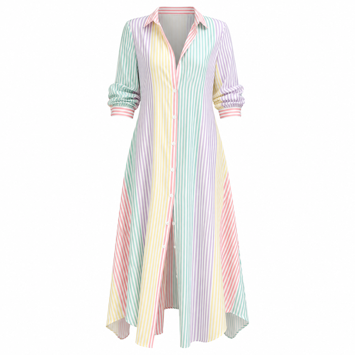 Lily Cooper | Color Block Striped Shirt Dress For Women