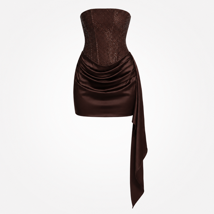 Lily Drummond | Rhinestone Corset Satin Mini Dress For Women