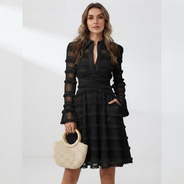 Lily King | V-Neck Long Sleeve Midi Dress For Women