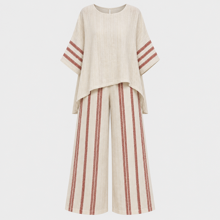 Lily Evans | Striped Linen Two-Piece Set For Women