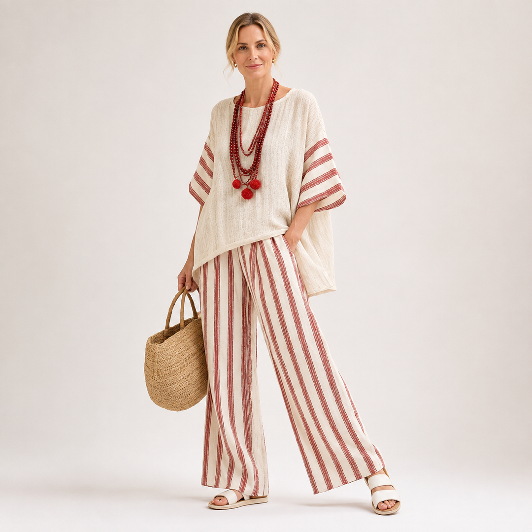 Lily Evans | Striped Linen Two-Piece Set For Women
