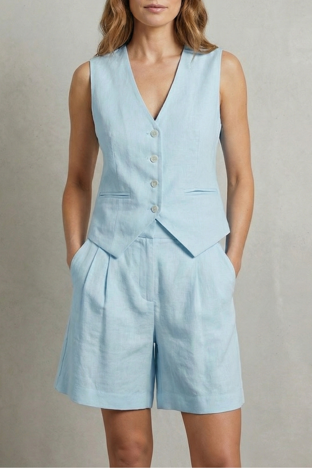 Gemma Paterson | Tailored Linen-Look Vest & Short Set For Women