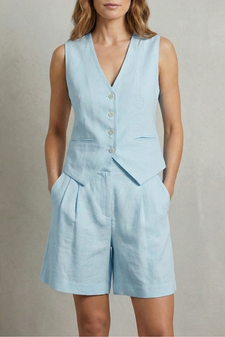 Gemma Paterson | Tailored Linen-Look Vest & Short Set For Women