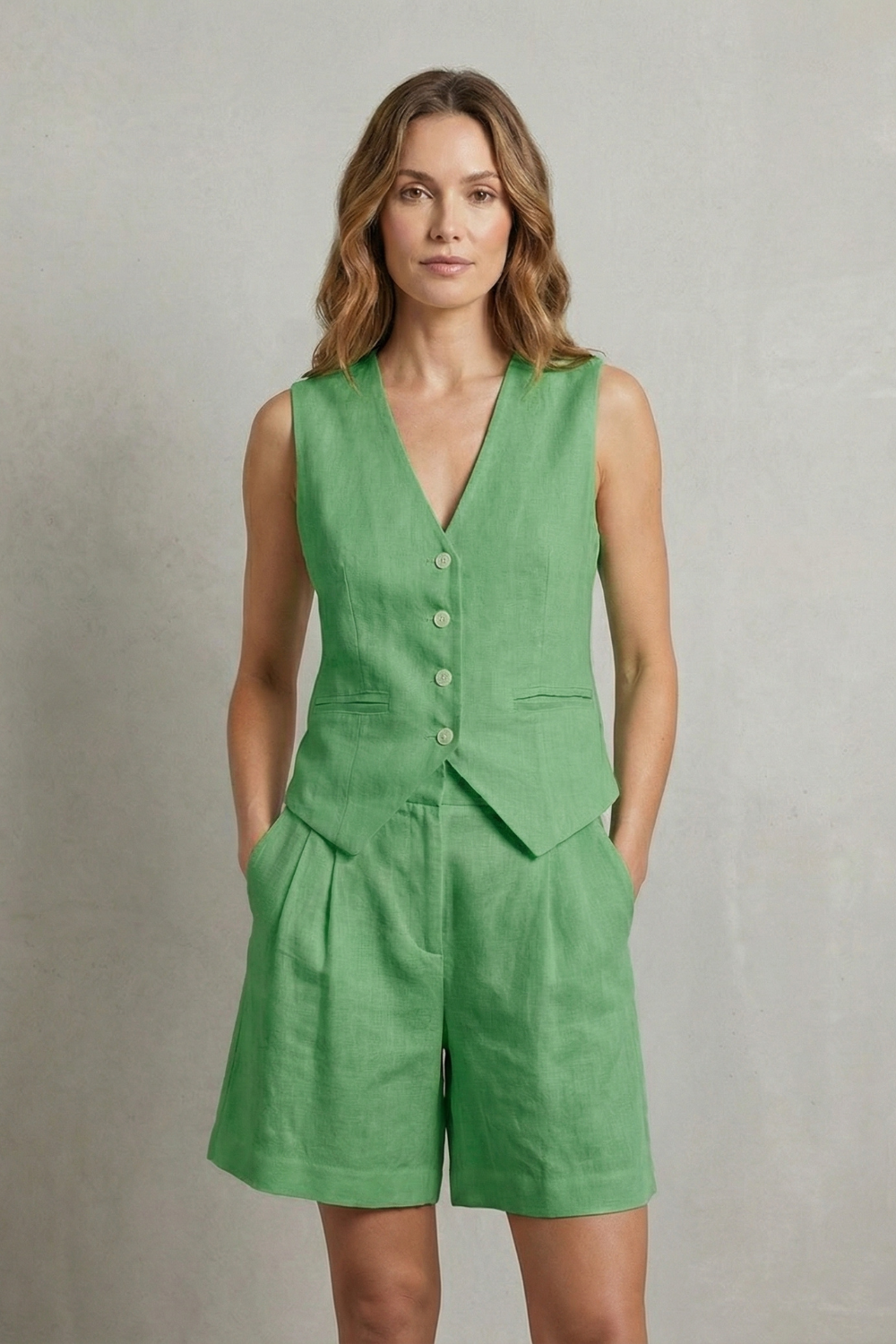 Gemma Paterson | Tailored Linen-Look Vest & Short Set For Women