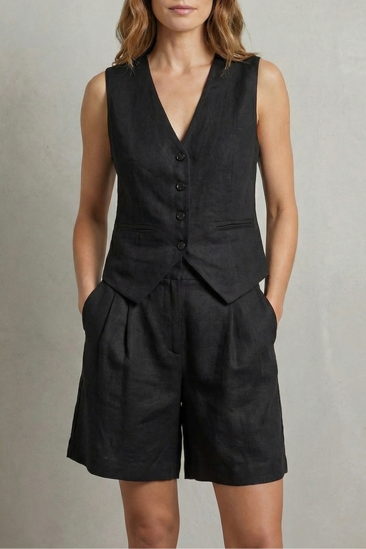 Gemma Paterson | Tailored Linen-Look Vest & Short Set For Women