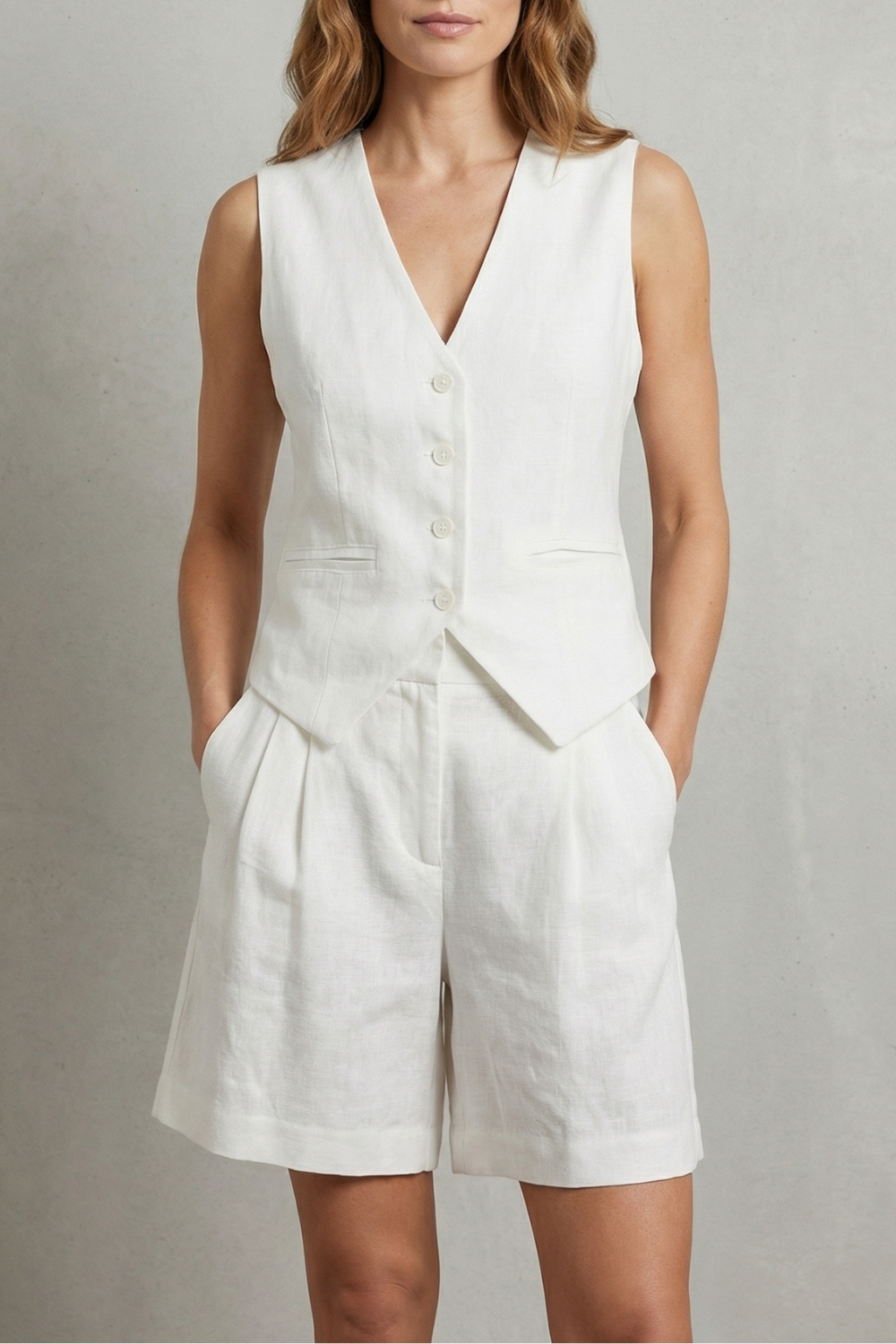 Gemma Paterson | Tailored Linen-Look Vest & Short Set For Women