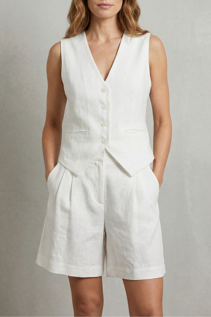 Gemma Paterson | Tailored Linen-Look Vest & Short Set For Women