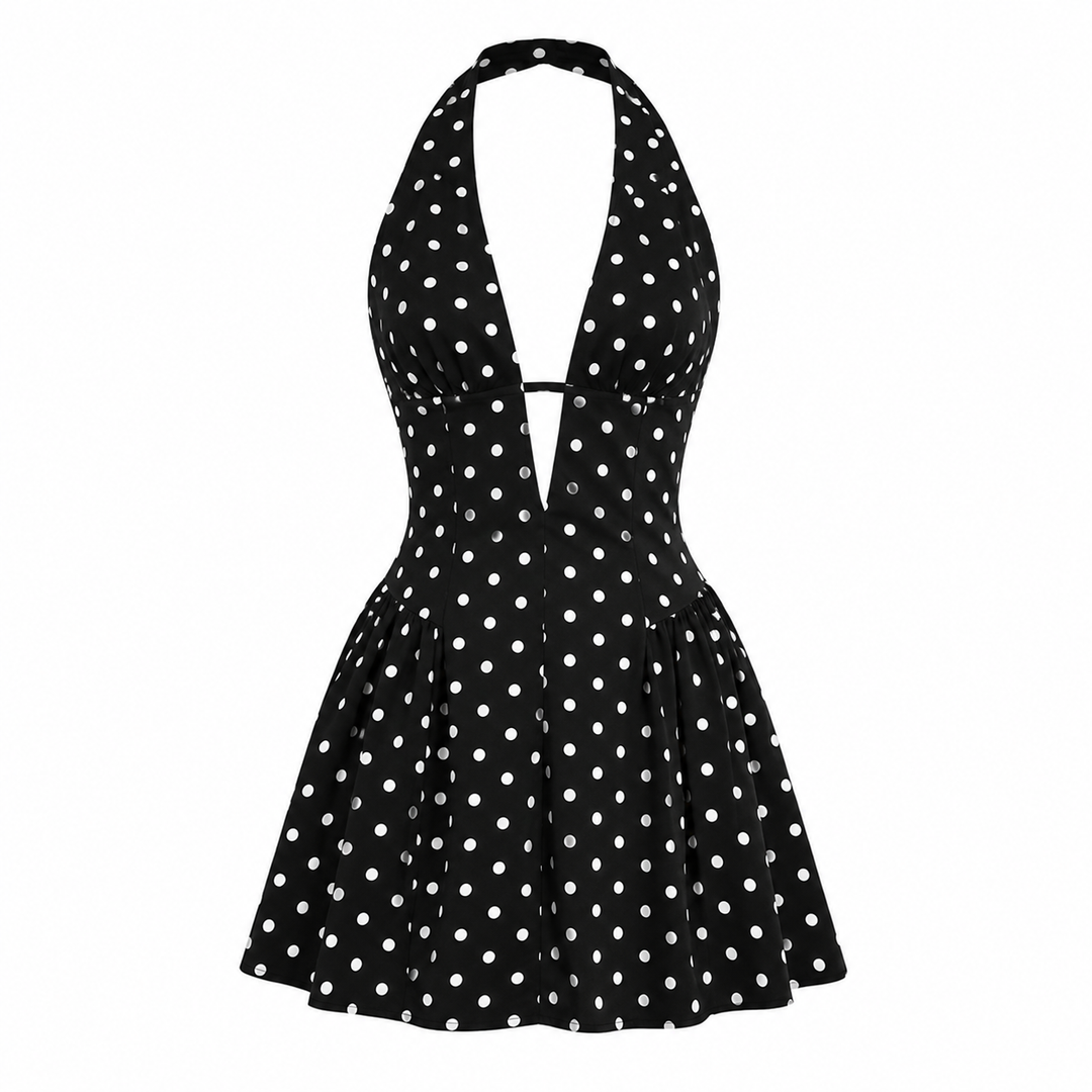 Lucy Wright | Polka Dot Halter Mini Dress For Women