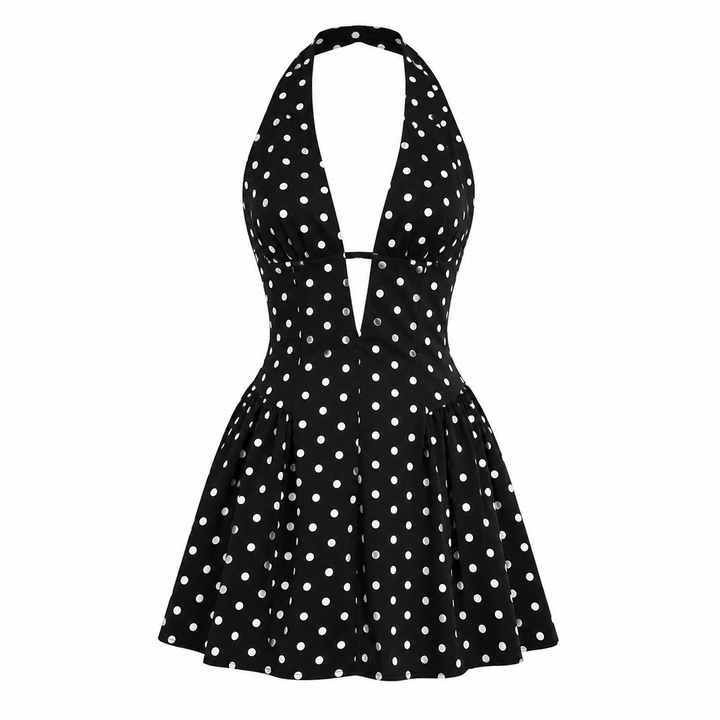 Lucy Wright | Polka Dot Halter Mini Dress For Women