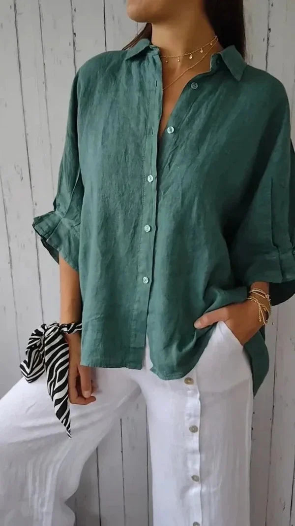 Amélie Rousseau | Effortless Linen Button Shirt For Women
