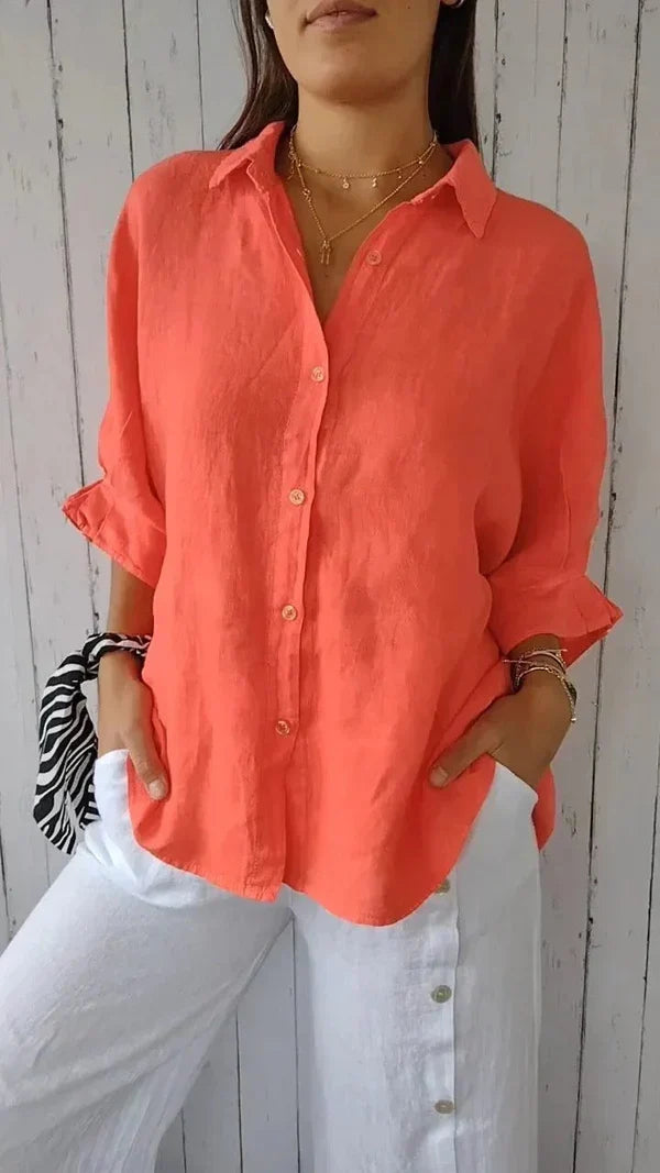 Amélie Rousseau | Effortless Linen Button Shirt For Women