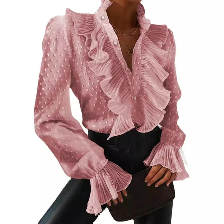Camille Duval | Chic Ruffle Denim Blouse For Women